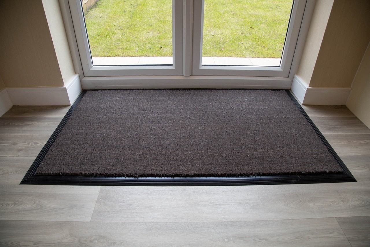 Grey Coir Entrance Mat With Rubber Edge Made To Measure